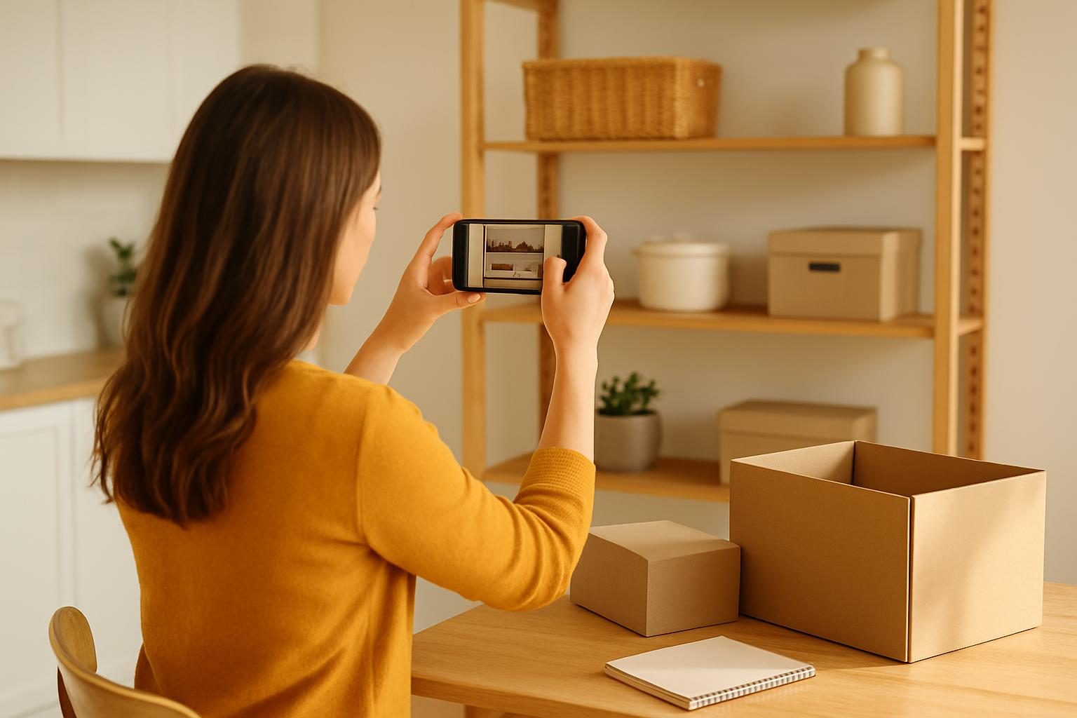 Person photographing belongings to build a home inventory for an insurance policy